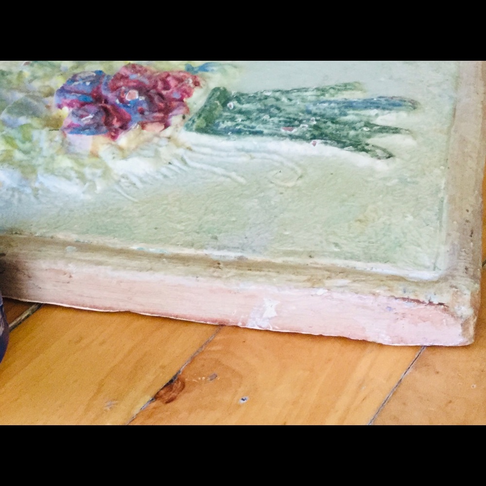 Vintage Chalkware Wall Plaque Floral RARE - Picture 4 of 16